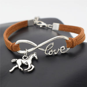 Bracelet- I Love Horses - Brown Leather
