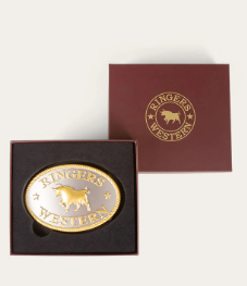RINGERS WESTERN BELT BUCKLE - SILVER/GOLD